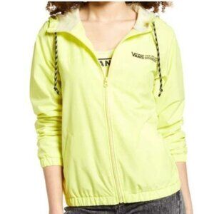 Vans Womens Lemon Yellow Kastle Turvey Windbreaker Jacket Light Hood Size S